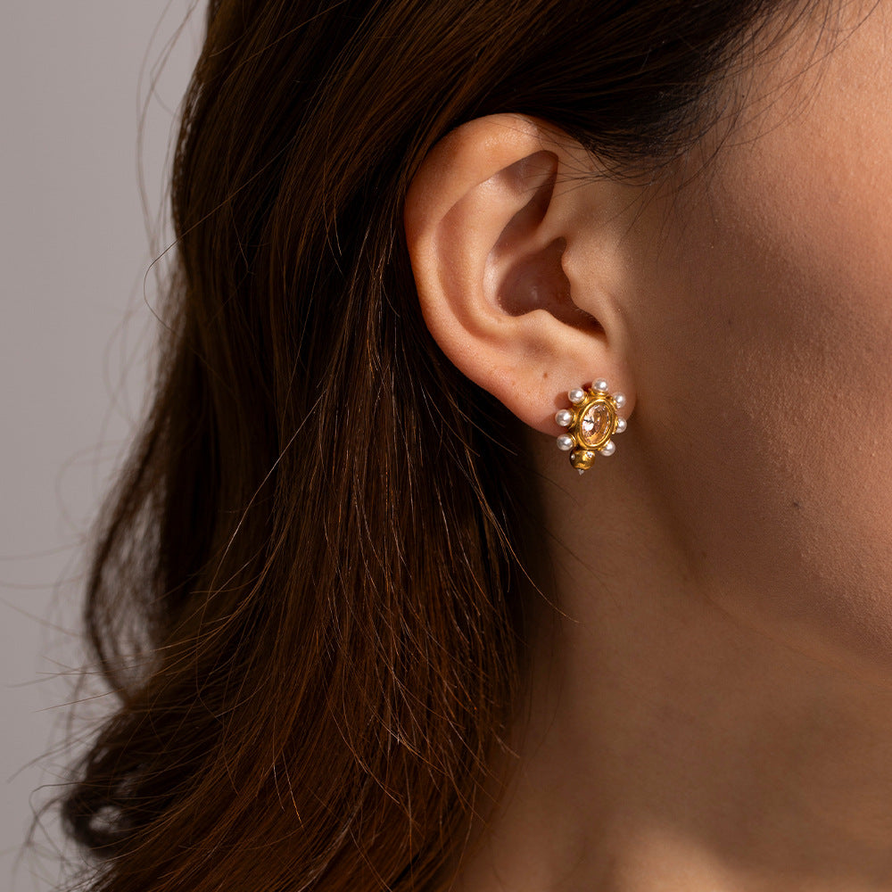 Pendientes de Oro Fino con Perla