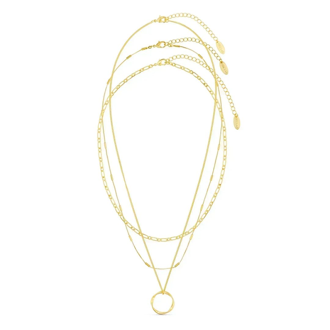 Collar abierto Hoepel con Tres Filas en Oro