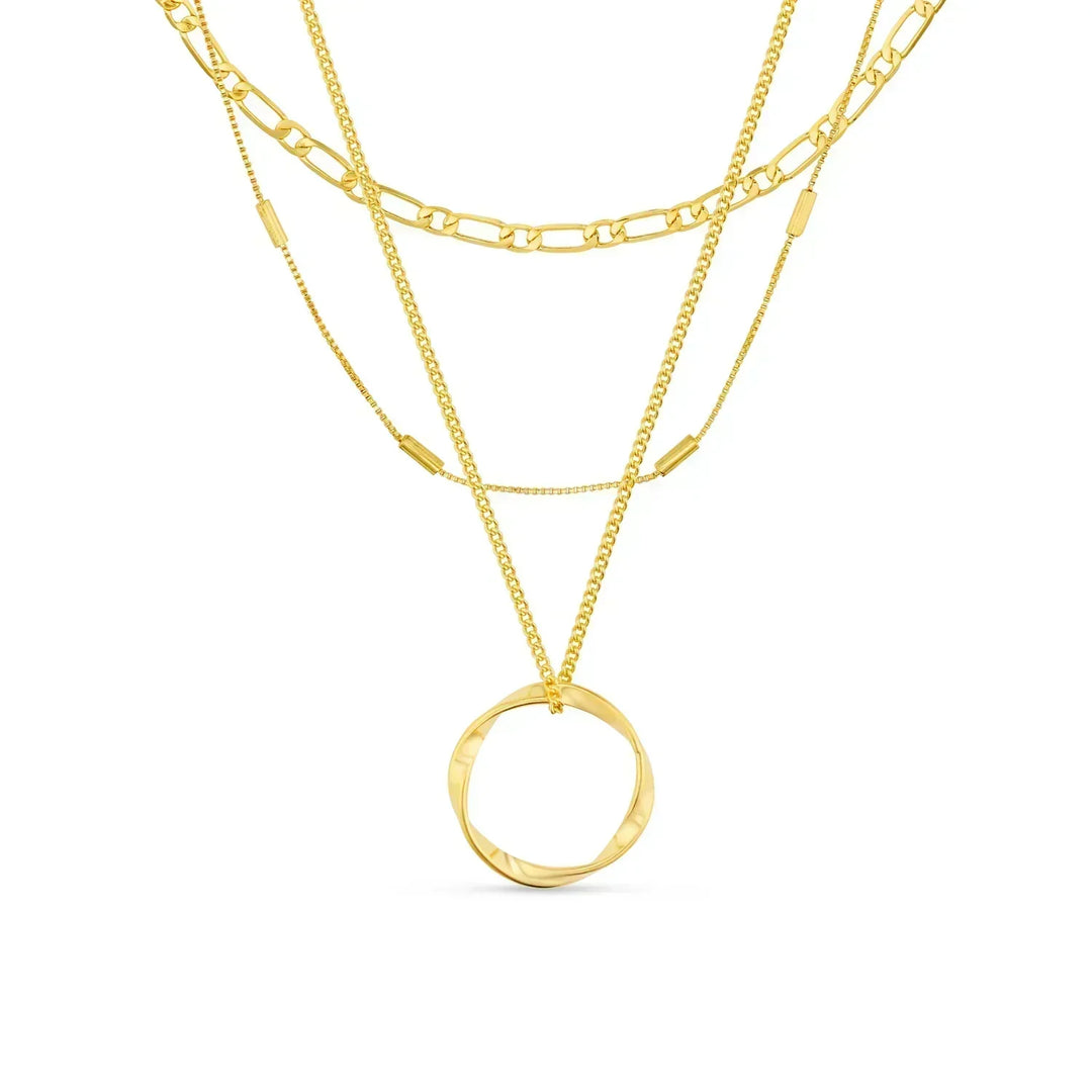 Collar abierto Hoepel con Tres Filas en Oro