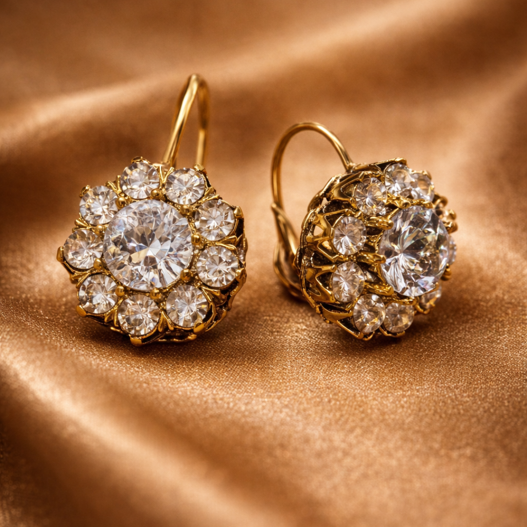 Pendientes de zirconio vintage de lujo