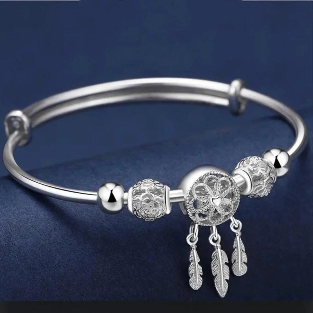 Pulsera Sensorial de Sueños Rígida en Plata