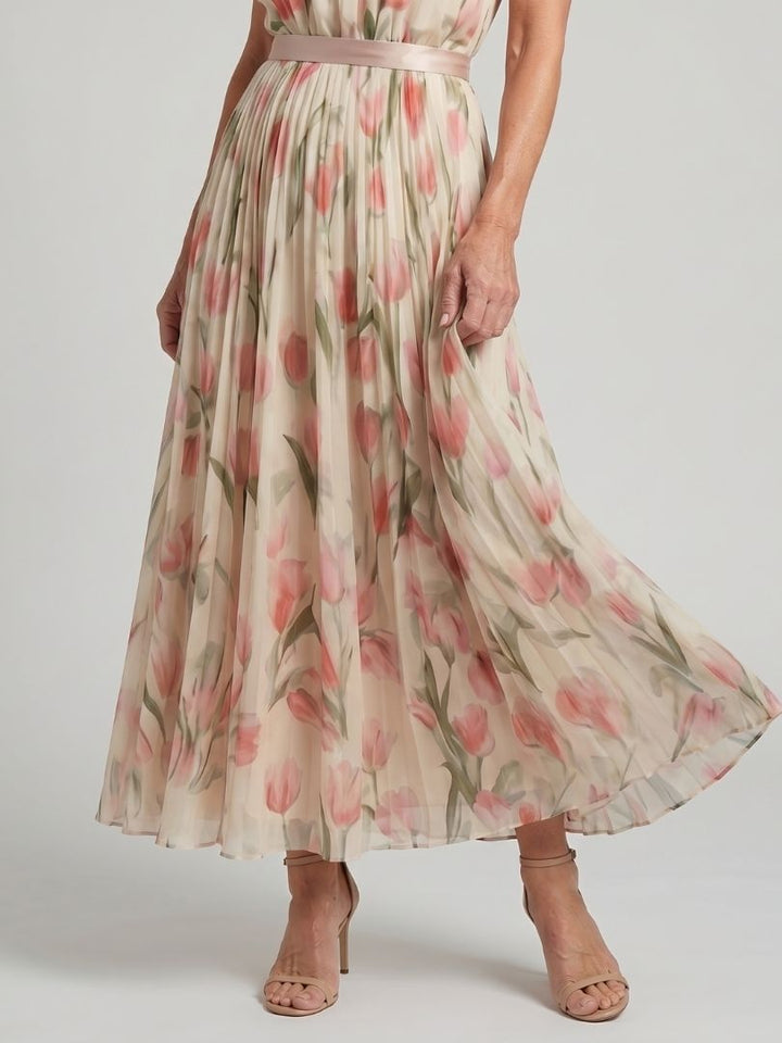 Aurelle | Vestido Midi de Flores con Escote Halter