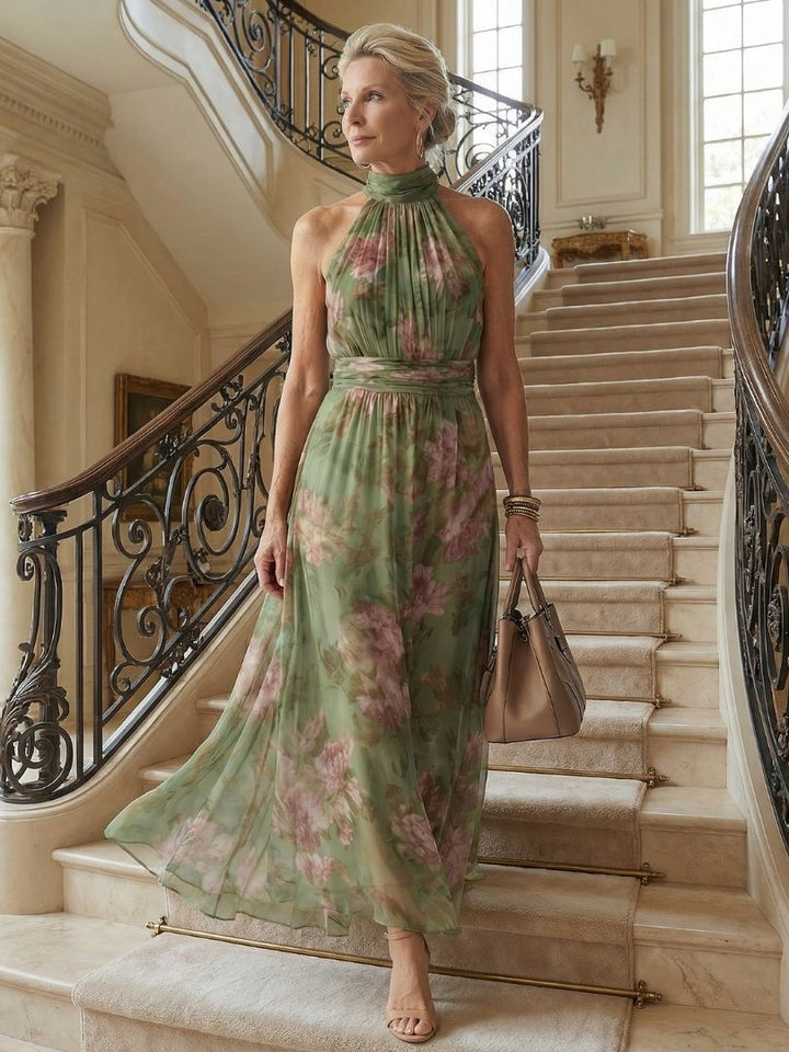 Mirelle | Vestido Midi con Escote Halter Fruncido