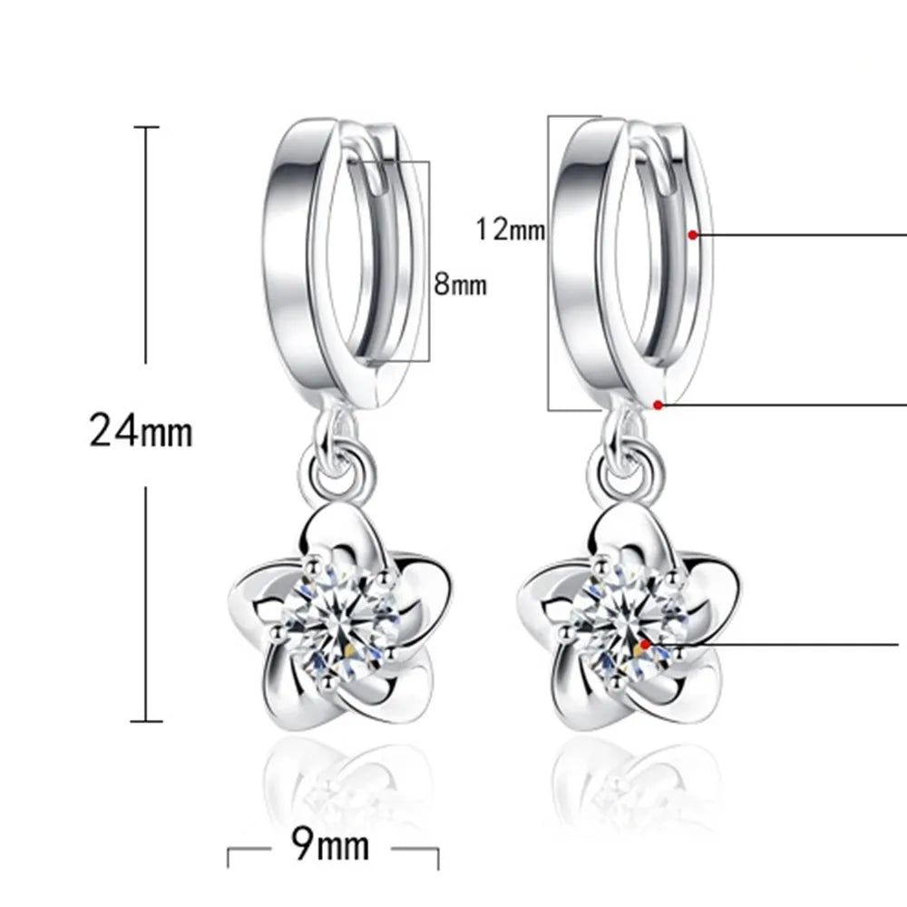 Pendientes de Plata con Zirconia Púrpura y Blanca