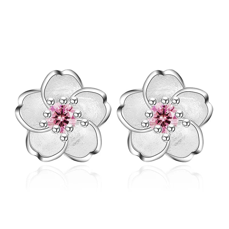 Pendientes en forma de flor con zirconia