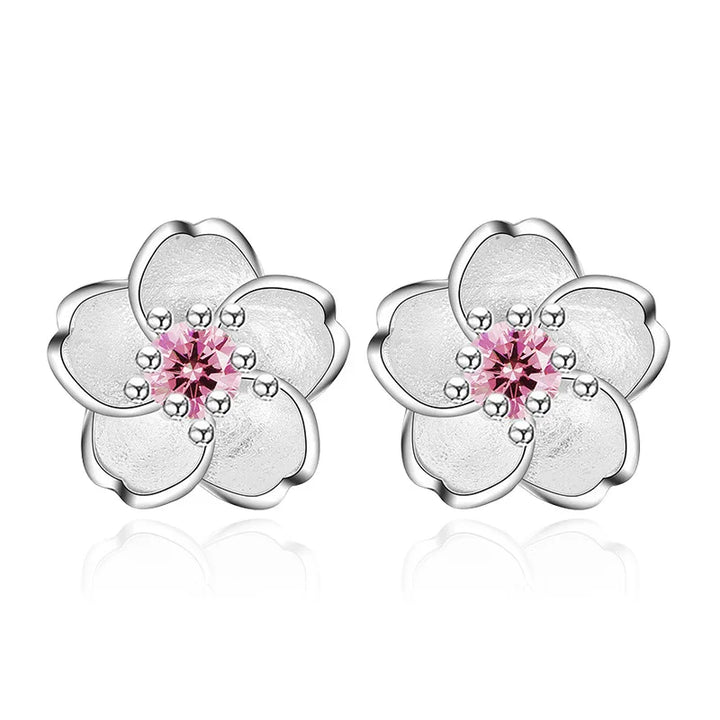 Pendientes en forma de flor con zirconia