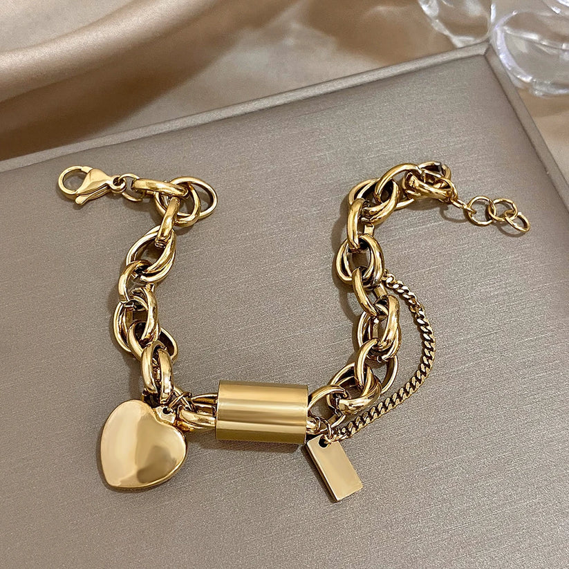 Pulsera Charme Corazón Dorado