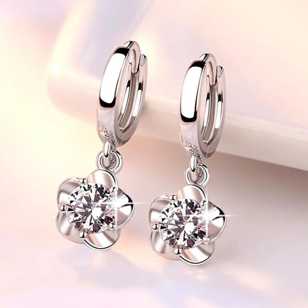 Pendientes de Plata con Zirconia Púrpura y Blanca