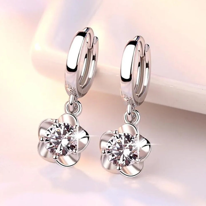Pendientes de Plata con Zirconia Púrpura y Blanca