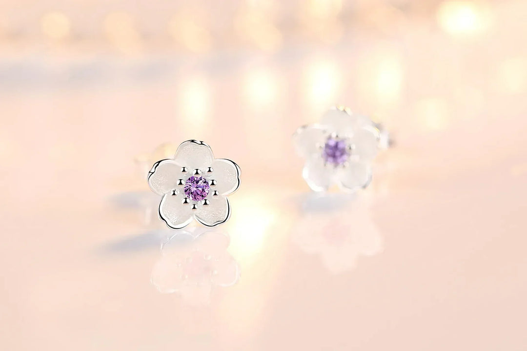 Pendientes en forma de flor con zirconia