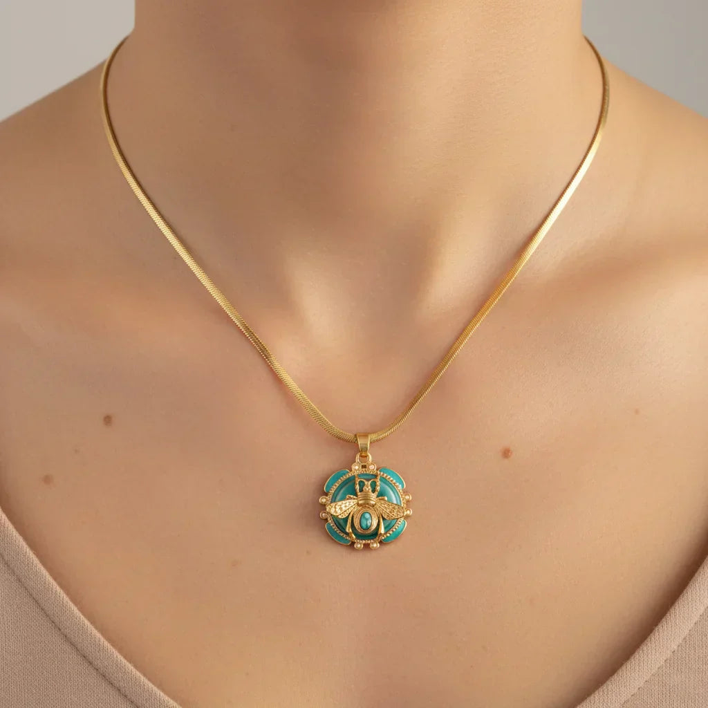 Péndulo de Oro Chic con Turquesa