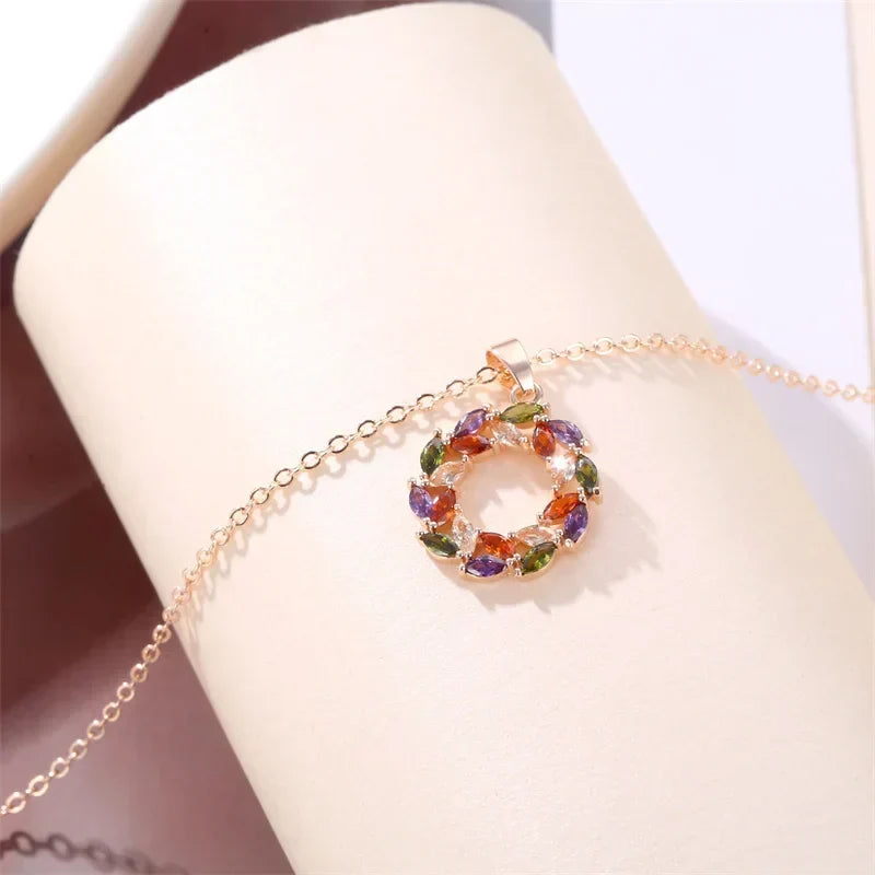 Collar con Colgante Arcoíris Brillante