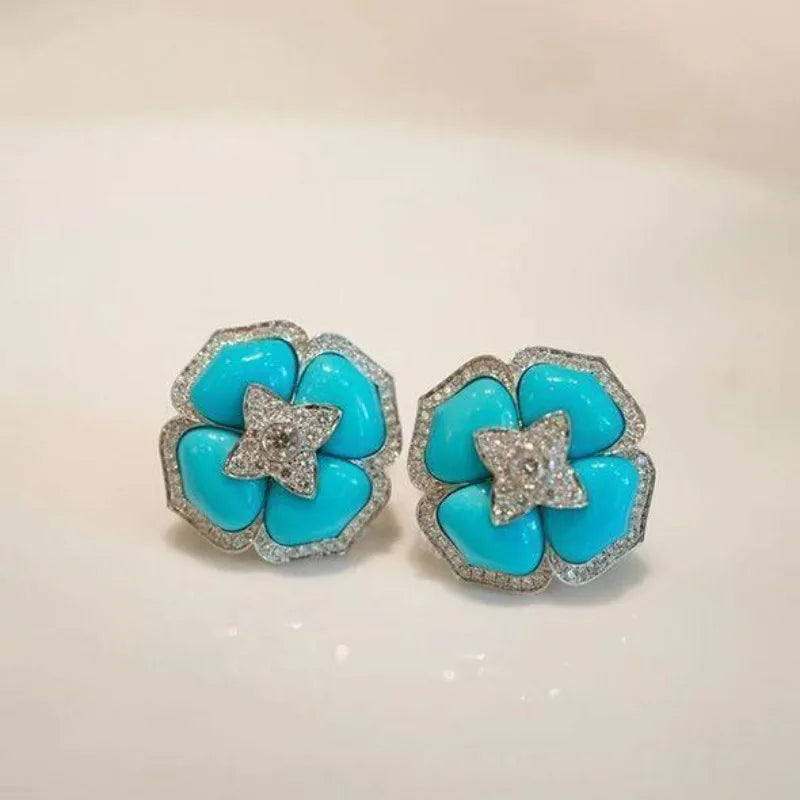 Pendientes de plata azul refinados