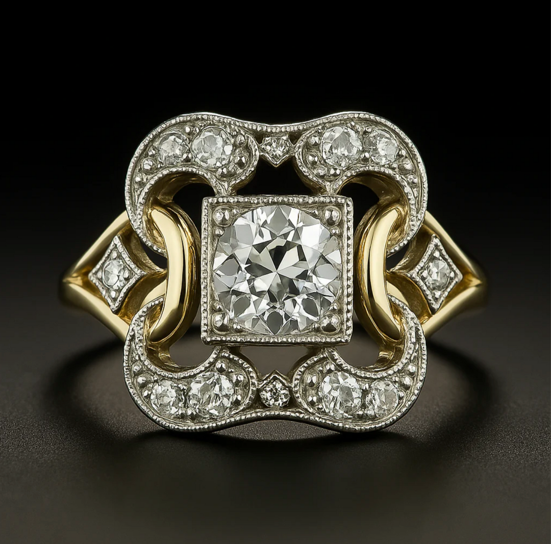 Anillo de Oro Clásico con Zirconia Vintage