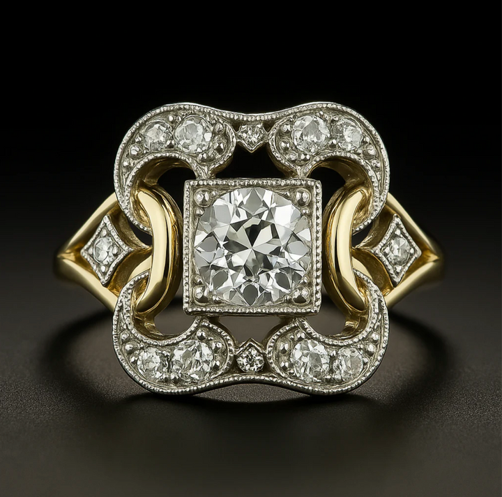 Anillo de Oro Clásico con Zirconia Vintage