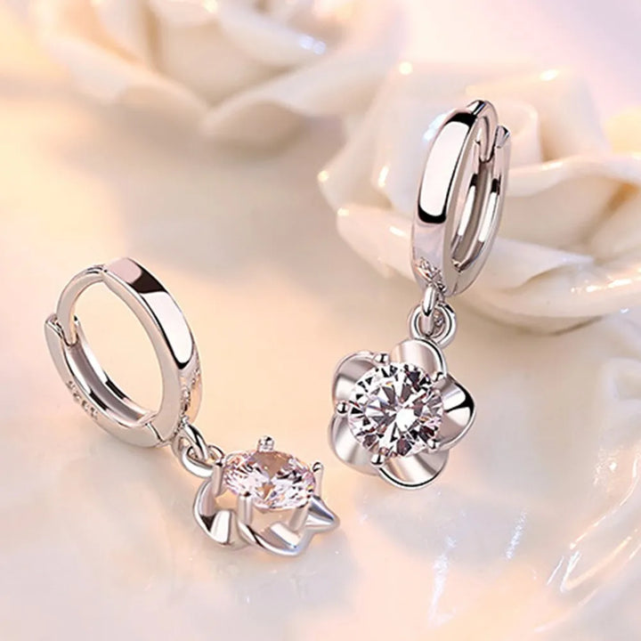 Pendientes de Plata con Zirconia Púrpura y Blanca