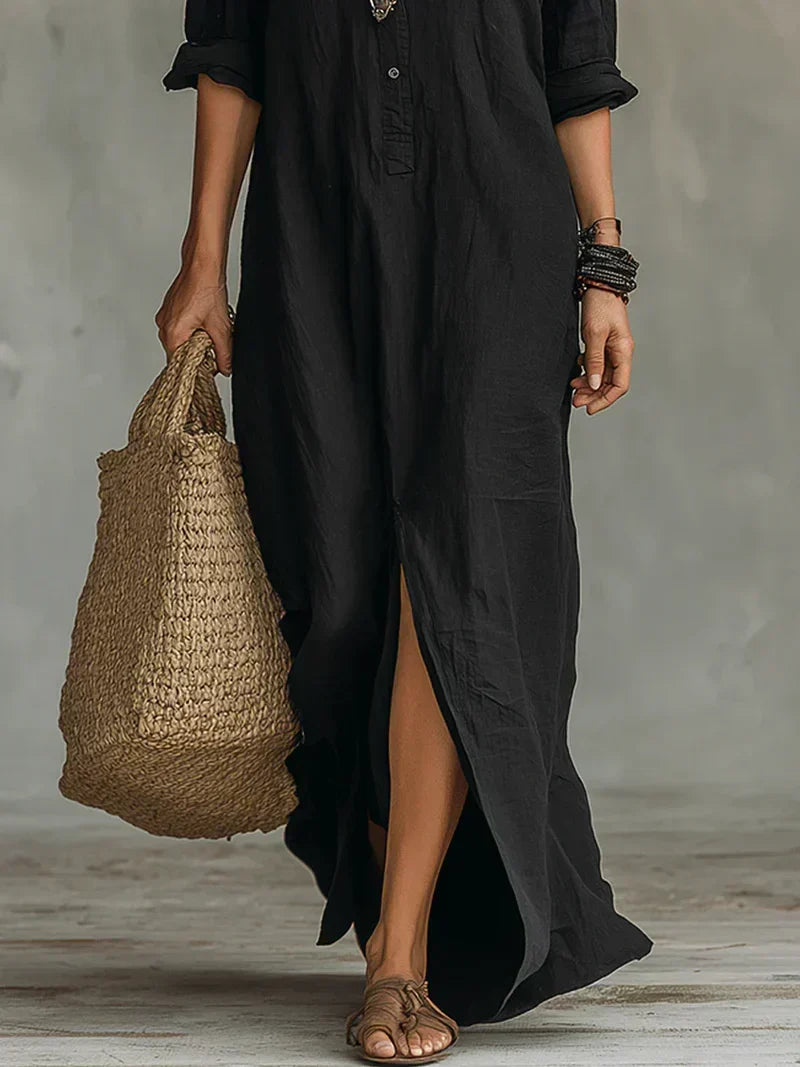 Céline™ | Vestido Maxi Amplio con Botones
