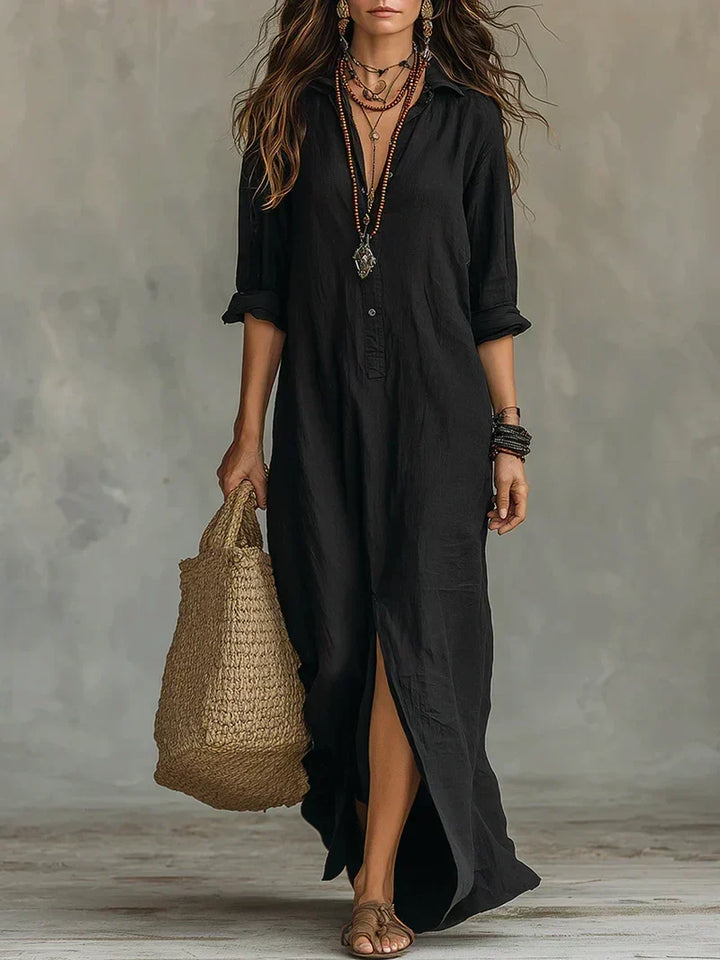 Céline™ | Vestido Maxi Amplio con Botones