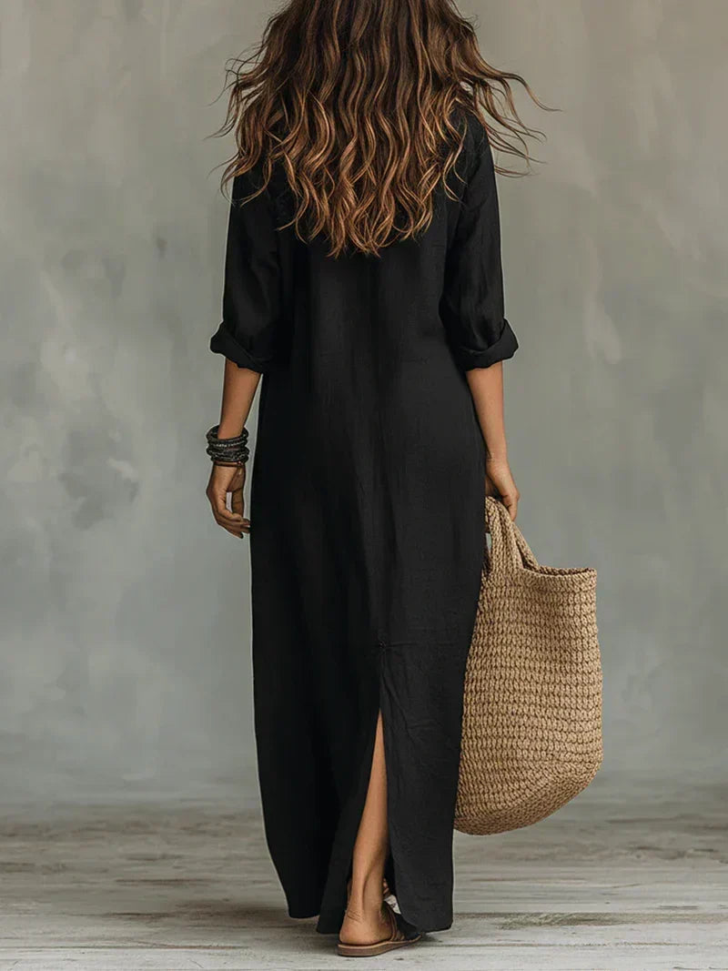Céline™ | Vestido Maxi Amplio con Botones