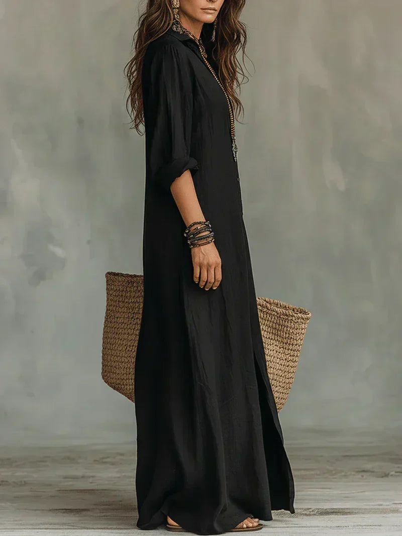 Céline™ | Vestido Maxi Amplio con Botones