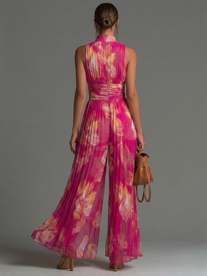 Leïla | Mono de flores plisado fucsia