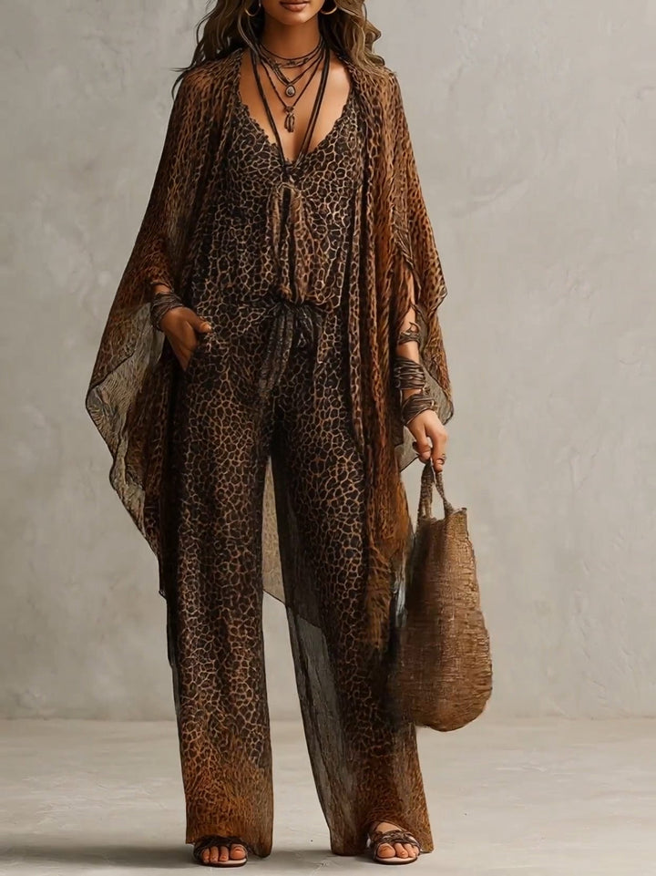 Conjunto Luxe 3 piezas Boho Leopardo