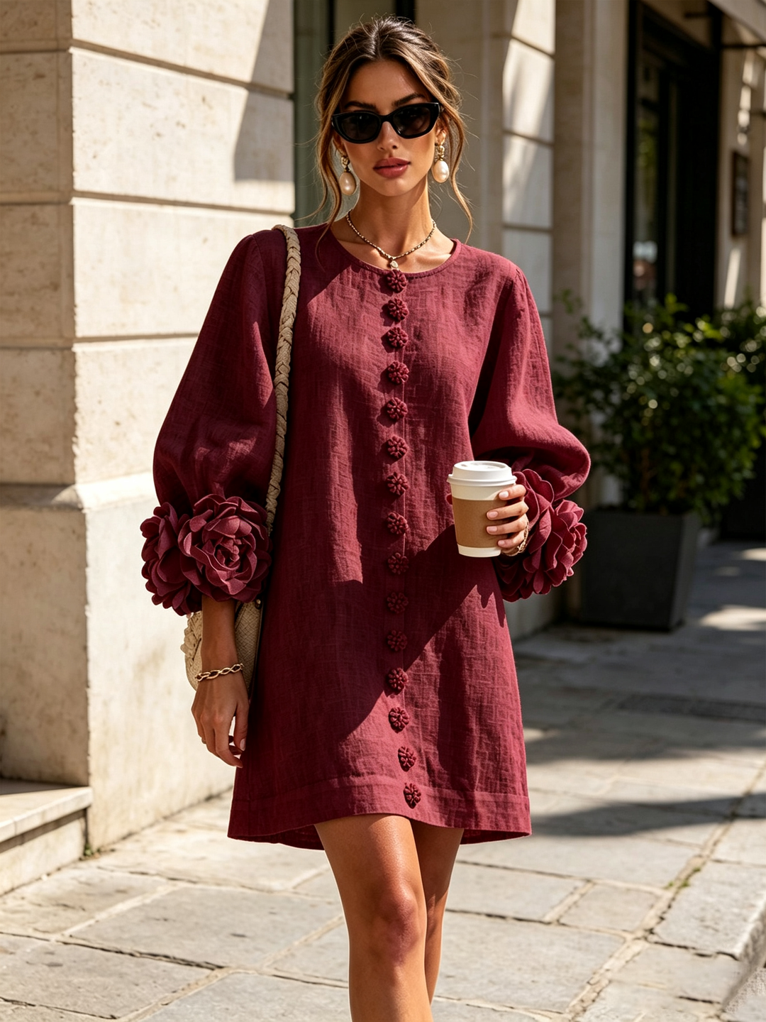 Élodie | Vestido de botones con estampado de flores