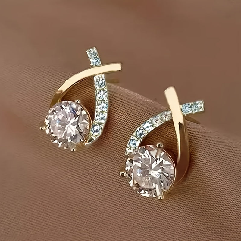 Pendientes con cruz de oro y zirconia