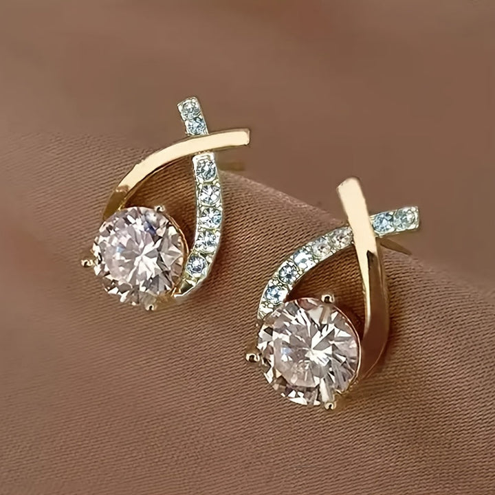 Pendientes con cruz de oro y zirconia
