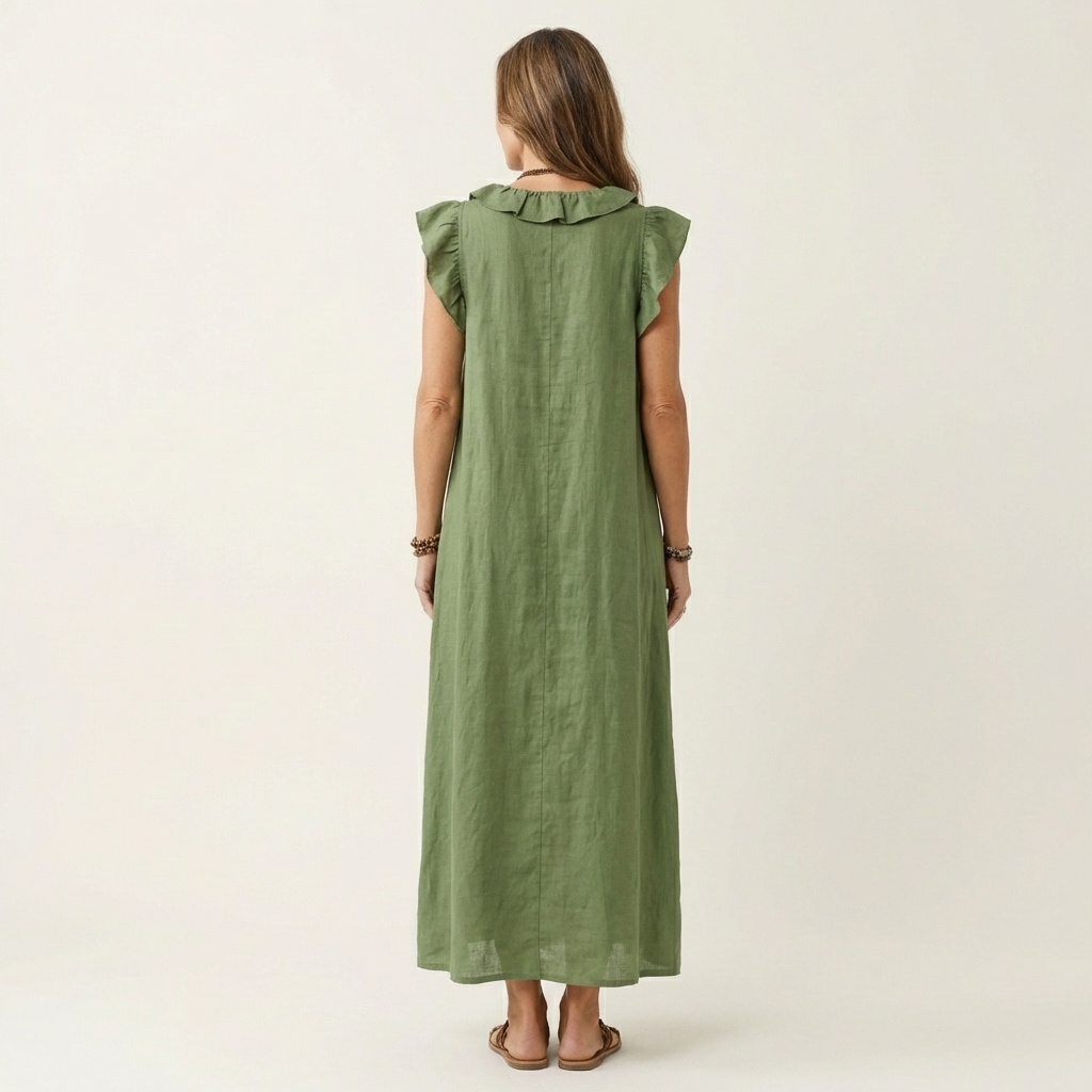 Josette | Vestido Maxi con Volantes Cuello V