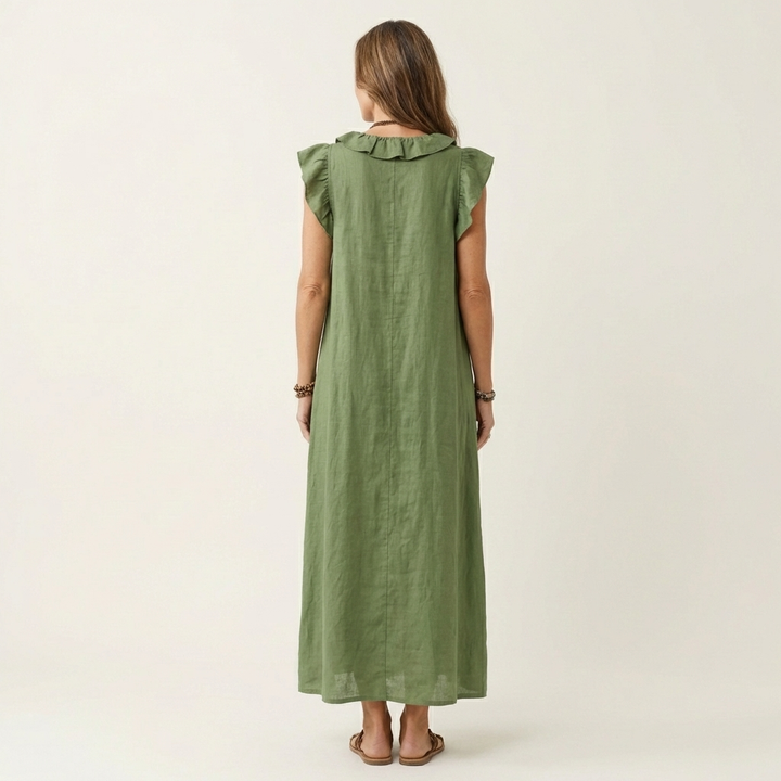 Josette | Vestido Maxi con Volantes Cuello V