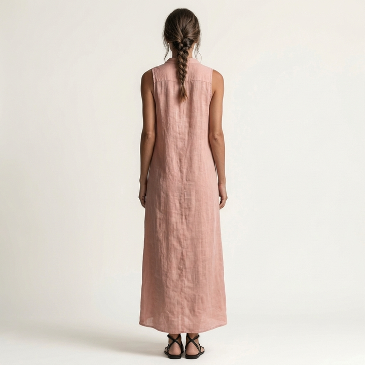 Mirabell | Vestido Maxi Sin Mangas con Botones en la Parte Delantera