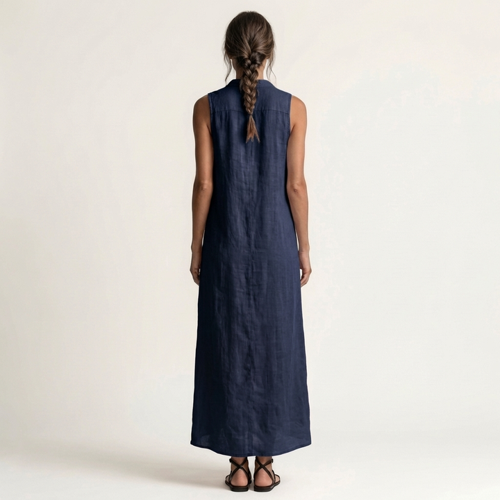 Mirabell | Vestido Maxi Sin Mangas con Botones en la Parte Delantera