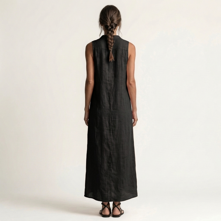 Mirabell | Vestido Maxi Sin Mangas con Botones en la Parte Delantera