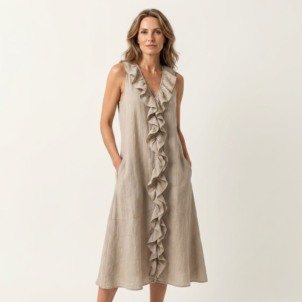 Vicky | Vestido Maxi Sin Mangas con Escote en V y Volante