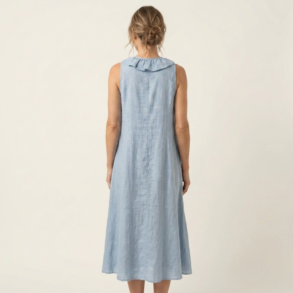 Vicky | Vestido Maxi Sin Mangas con Escote en V y Volante