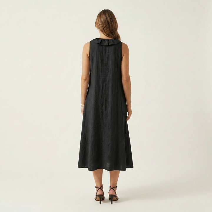 Vicky | Vestido Maxi Sin Mangas con Escote en V y Volante