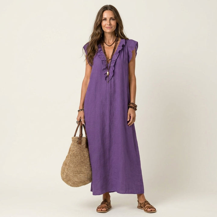 Josette | Vestido Maxi con Volantes Cuello V