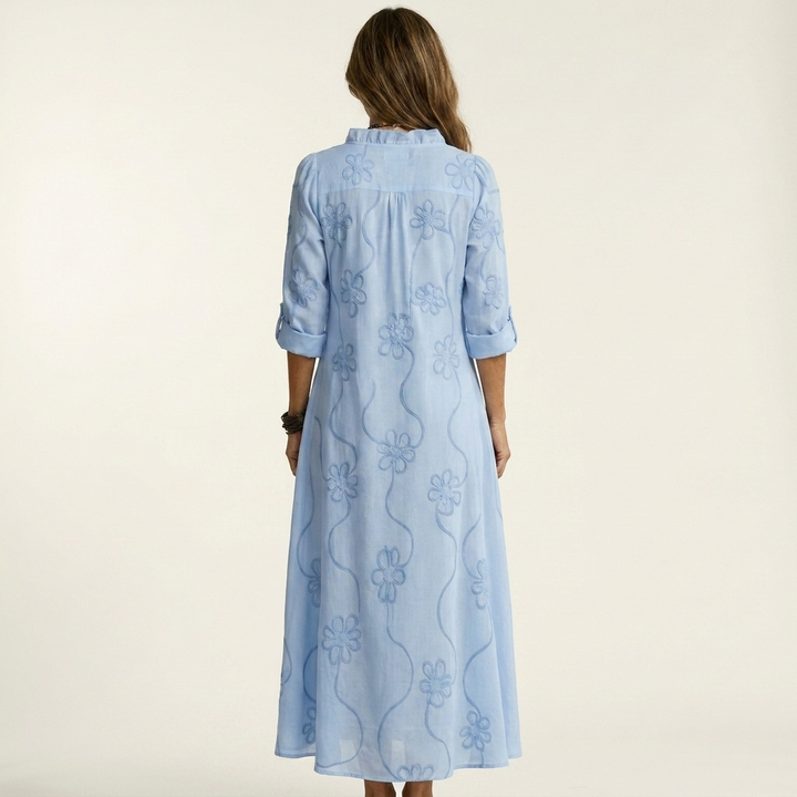 Mariam | Vestido Maxi con Bordados Florales Tonales