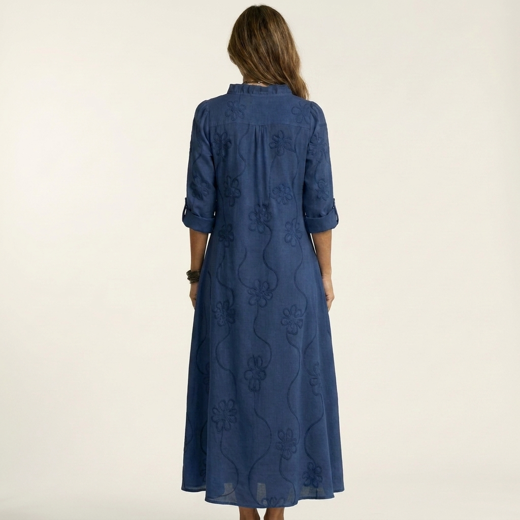 Mariam | Vestido Maxi con Bordados Florales Tonales