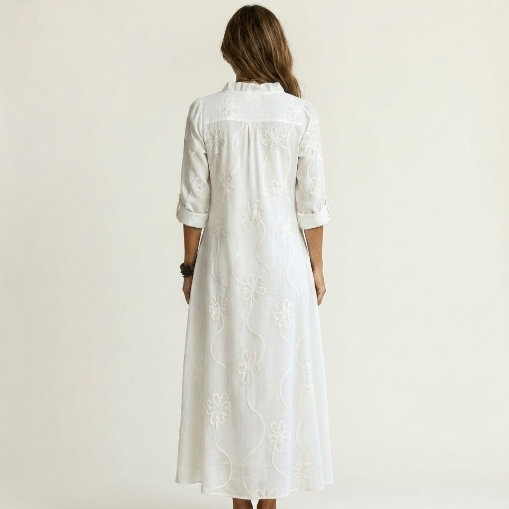 Mariam | Vestido Maxi con Bordados Florales Tonales
