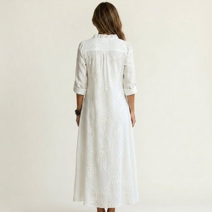 Mariam | Vestido Maxi con Bordados Florales Tonales