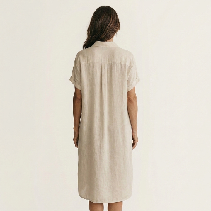 Nidalie | Vestido Químise Midi con Mangas Rizadas