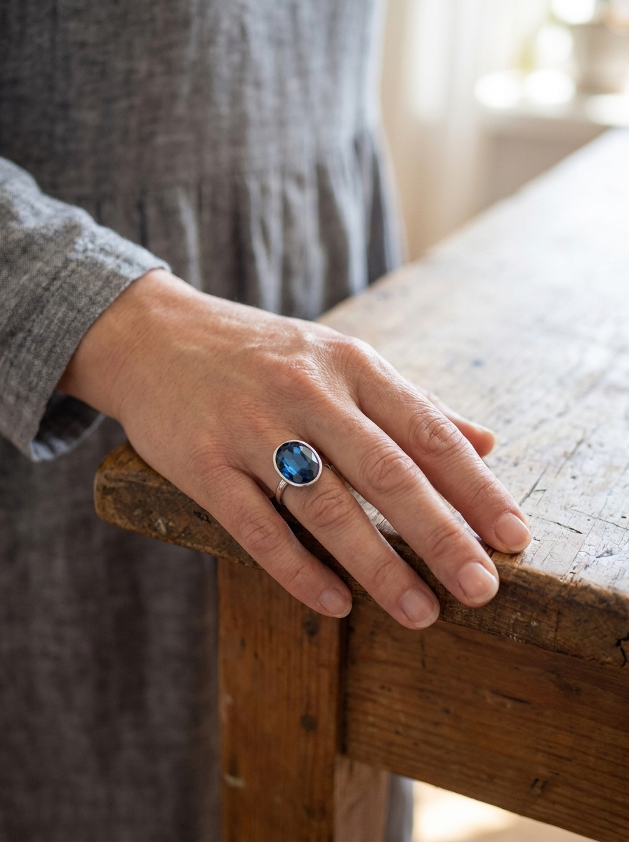 Anillo Celeste Azul™ – Brillante Vintage