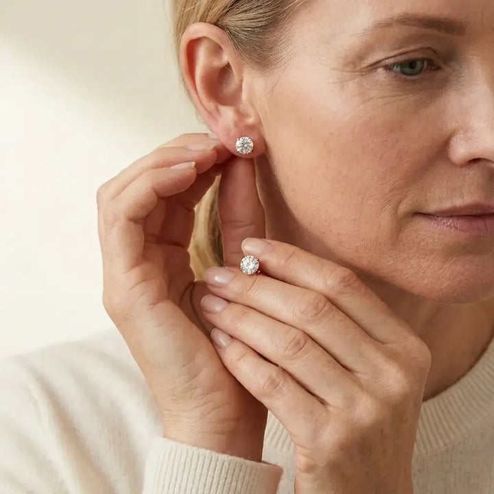 Pendientes de oro blanco elegantes Tera