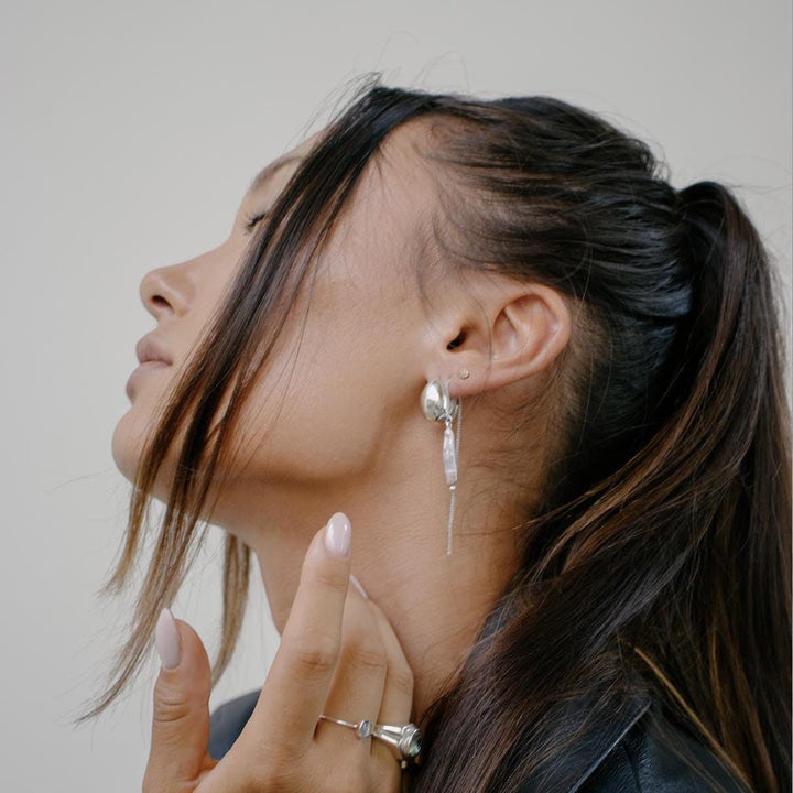 Aros Chunky de Plata de Ley 925 - Pendientes de Gota de Plata