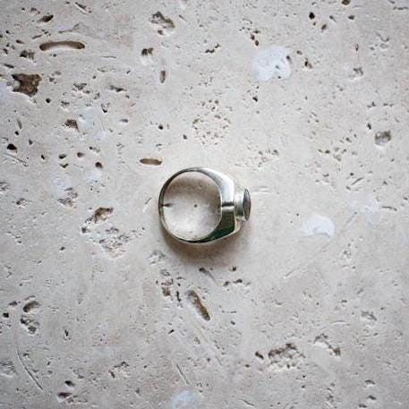 Gran Anillo Sello en Concha de Abulón en Plata Esterlina 925 - Anillo de Madreperla, Anillo Statement azul hecho a mano