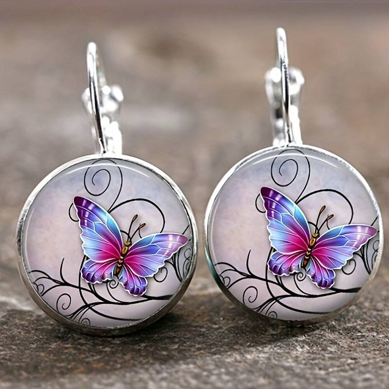 Pendientes Vintage Vlinder con Cristales Redondos