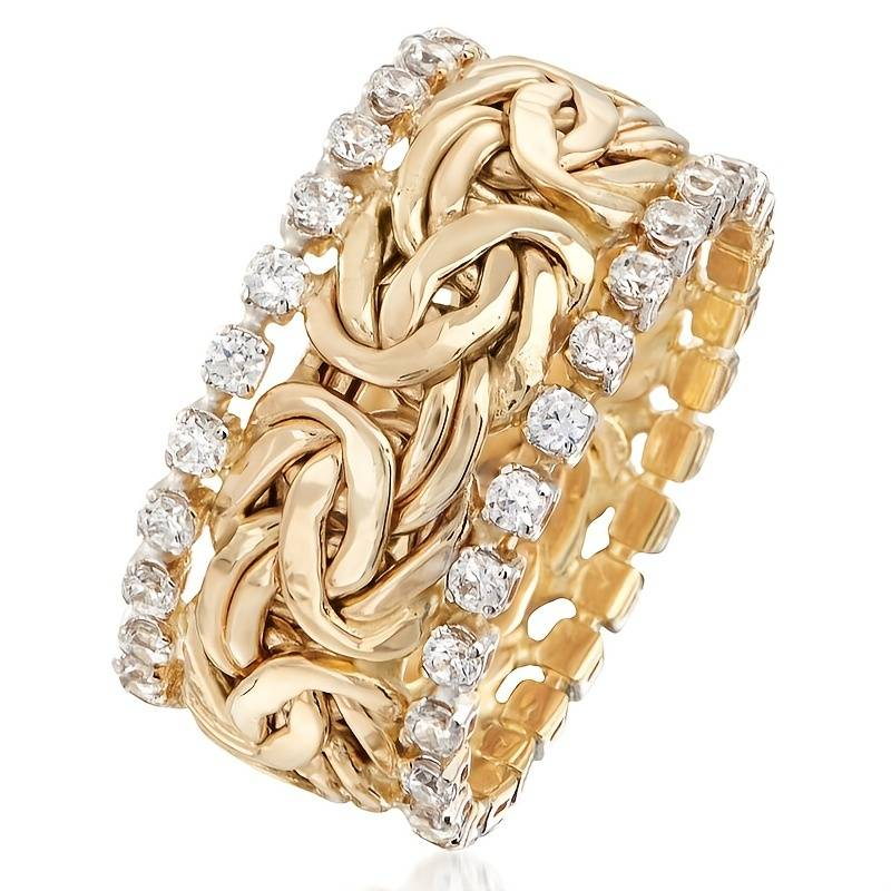 Anillo de Zirconio Trenzado Vintage en Oro