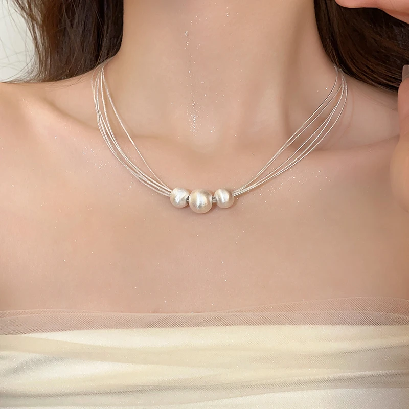 Collar Elegante de Capas con Perla Blanca
